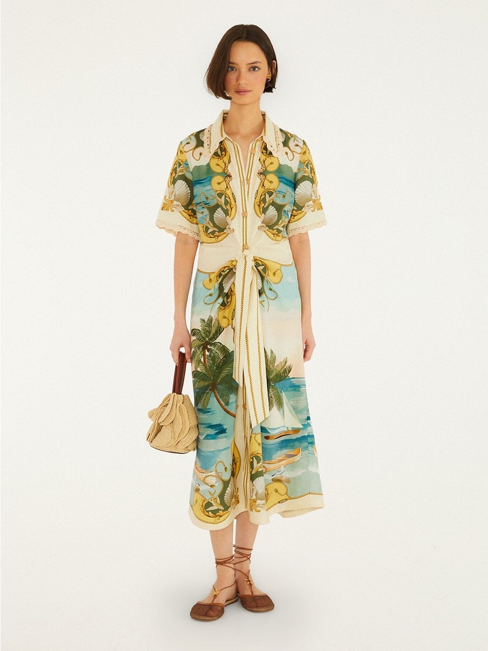 Off-White Royal Sea Collared Midi Dress